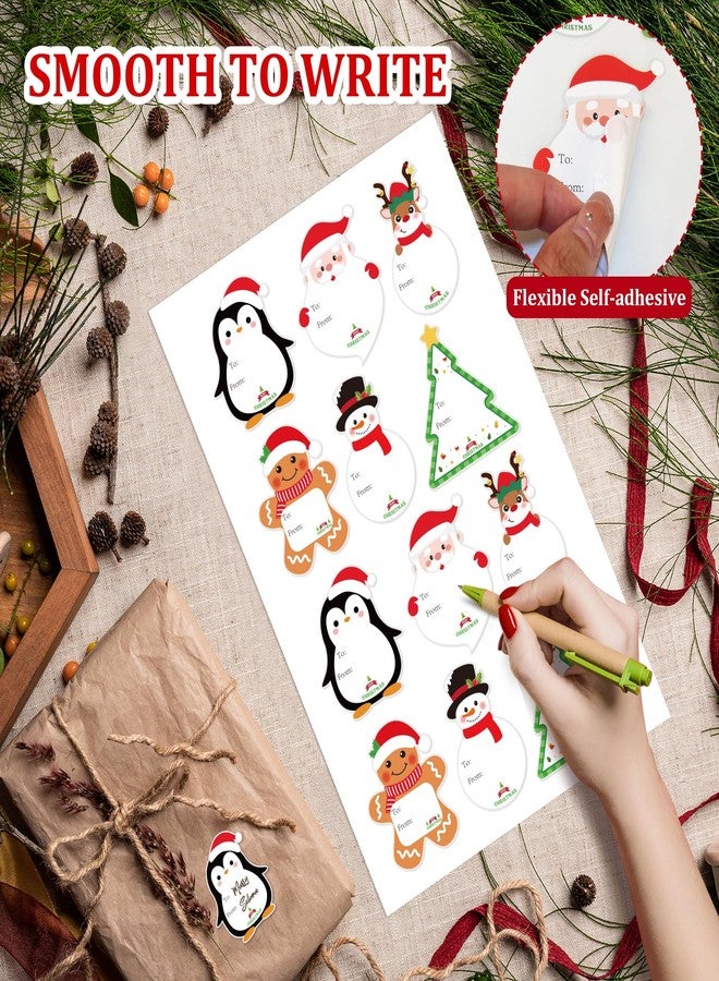 COCHIE Christmas Gift Tags Stickers, 96Pcs Christmas Gift Labels Xmas Name Tags for Wrap Presents Boxes Decorations, 2 x 3 Inch, Self-Adhesive Snowman Santa Reindeer Stickers - Image 3